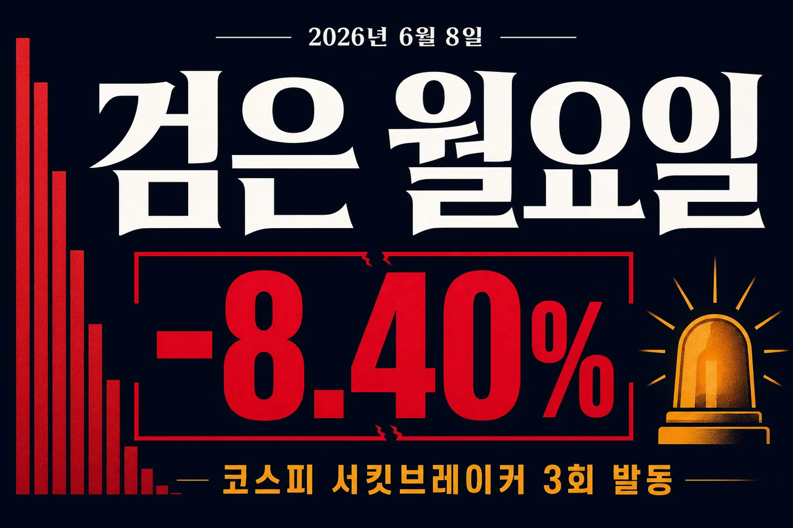 코스피 검은 월요일 서킷브레이커 발동 — 8.4% 폭락의 3가지 원인과 개미 투자자 대응법 — 대표 이미지