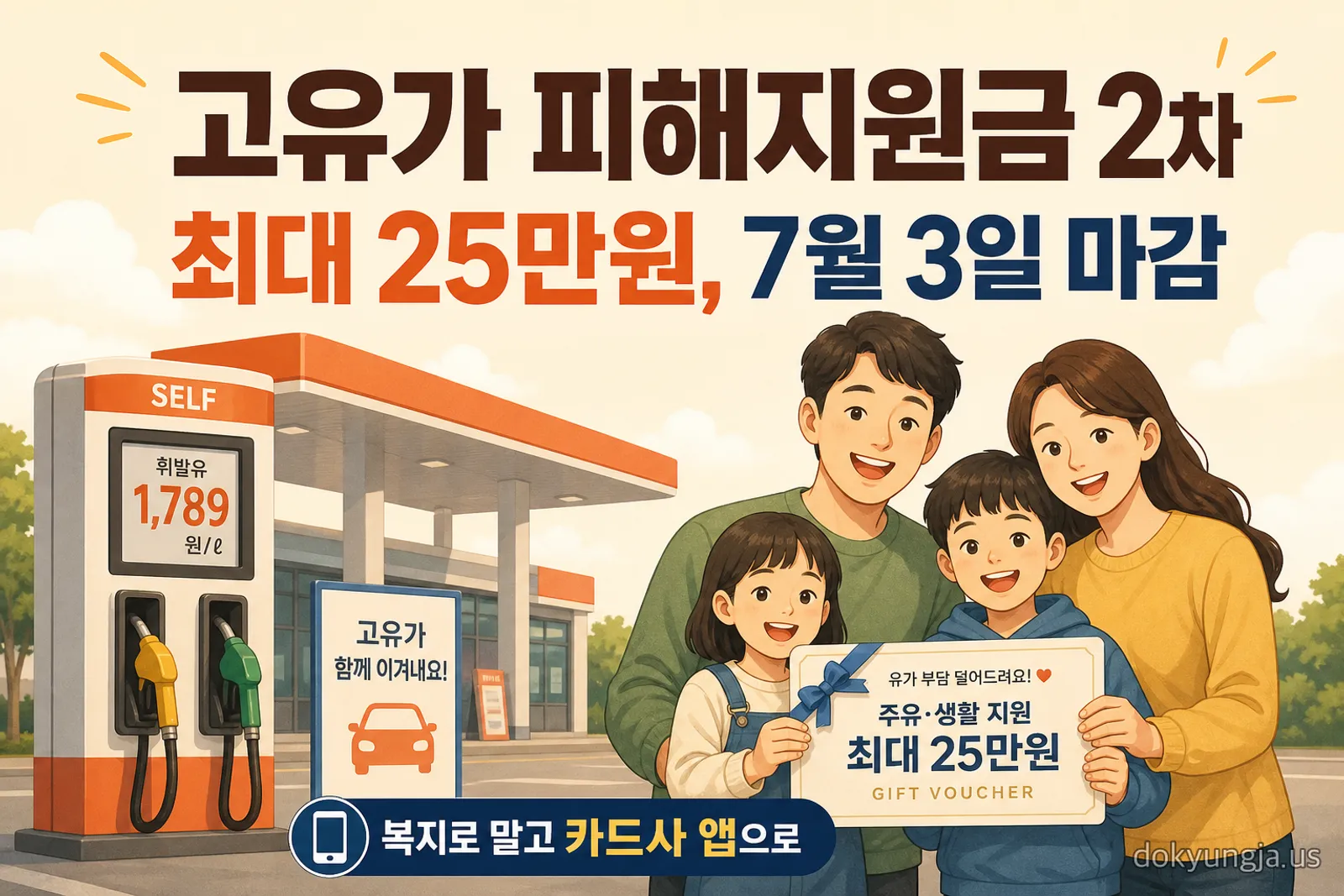 고유가 피해지원금 2차 신청 7월 3일 마감, 금액·신청법·사용처 — 대표 이미지